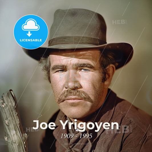Joe Yrigoyen, 1909 - 1995, American stuntman and actor - A Man With A Mustache And Hat Print Template