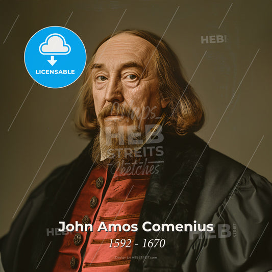 John Amos Comenius, 1592 - 1670, Czech educator - A Man In A Black Robe Print Template