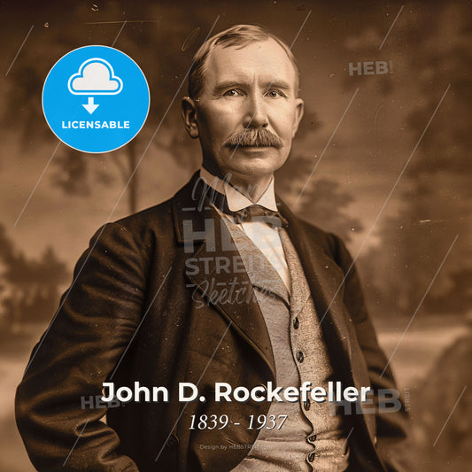 John D. Rockefeller, 1839 - 1937, American oil magnate - A Man With A Mustache And A Suit Print Template