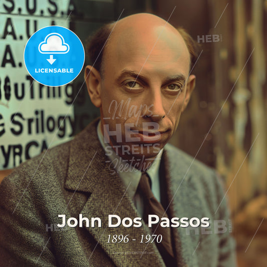 John Dos Passos, 1896 - 1970, American writer - A Man In A Suit Print Template