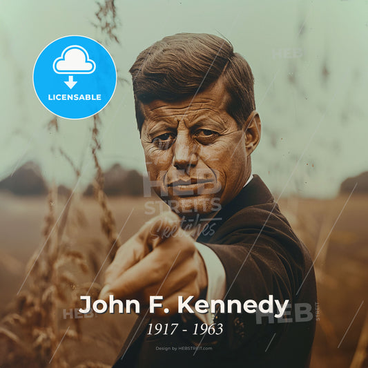 John F. Kennedy, 1917 - 1963, American President - A Man Pointing At The Camera Print Template