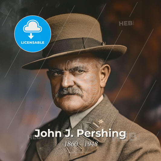 John J. Pershing, 1860 - 1948, American General - A Man In A Hat Print Template