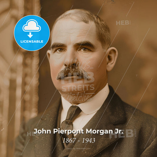John Pierpont Morgan Jr., 1867 - 1943, American banker - A Man With A Mustache Wearing A Suit And Tie Print Template