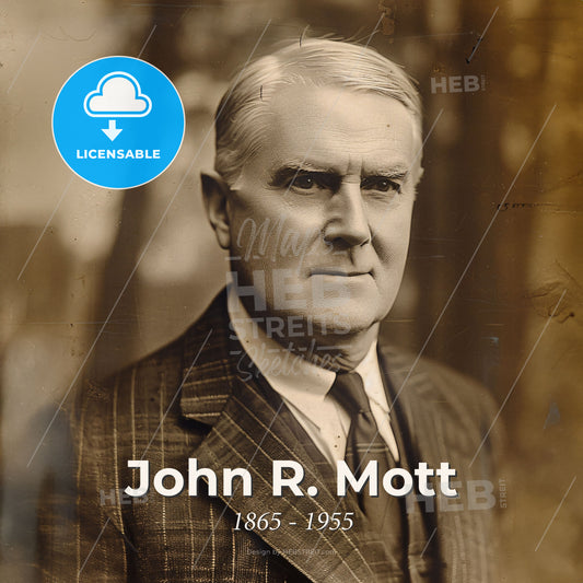 John R. Mott, 1865 - 1955, American evangelist and missionary - A Man In A Suit Print Template