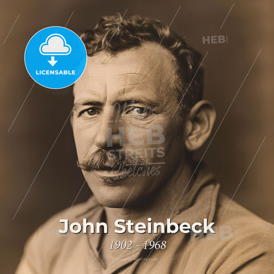 John Steinbeck, 1902 - 1968, American writer - A Man With A Mustache Print Template