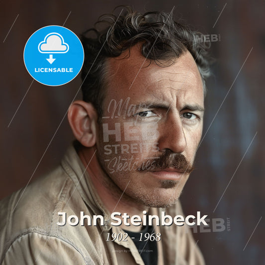 John Steinbeck, 1902 - 1968, American writer - A Man With A Mustache Print Template