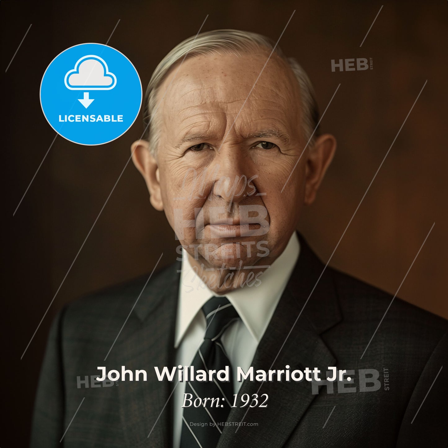 John Willard Marriott Jr., Born: 1932, American hotelier - A Man In A Suit And Tie Print Template
