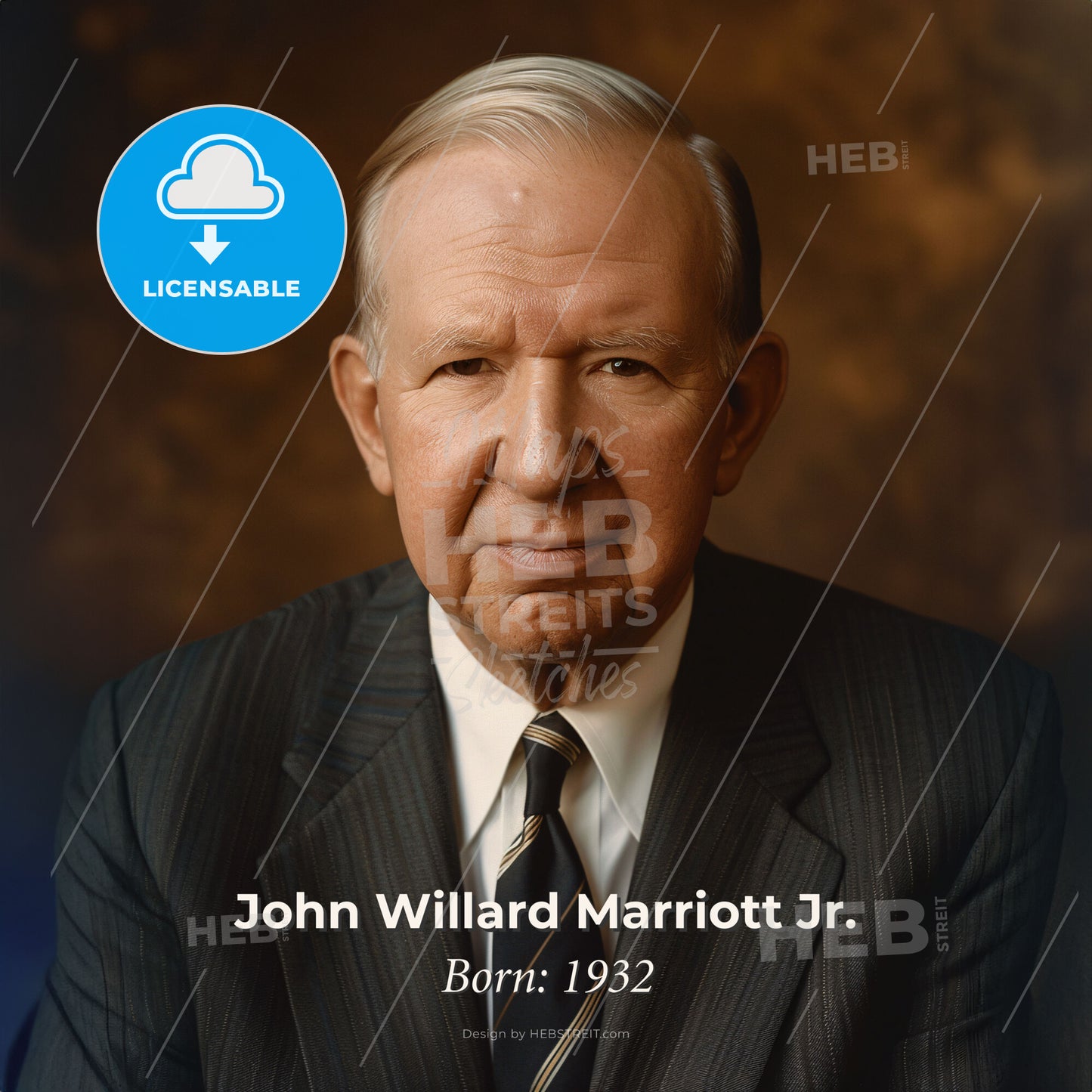 John Willard Marriott Jr., Born: 1932, American hotelier - A Man In A Suit And Tie Print Template