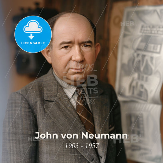 John von Neumann, 1903 - 1957, Hungarian-American mathematician - A Man In A Suit Print Template