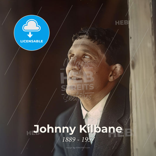 Johnny Kilbane, 1889 - 1957, American boxer - A Man Leaning Against A Wall Looking Up Print Template