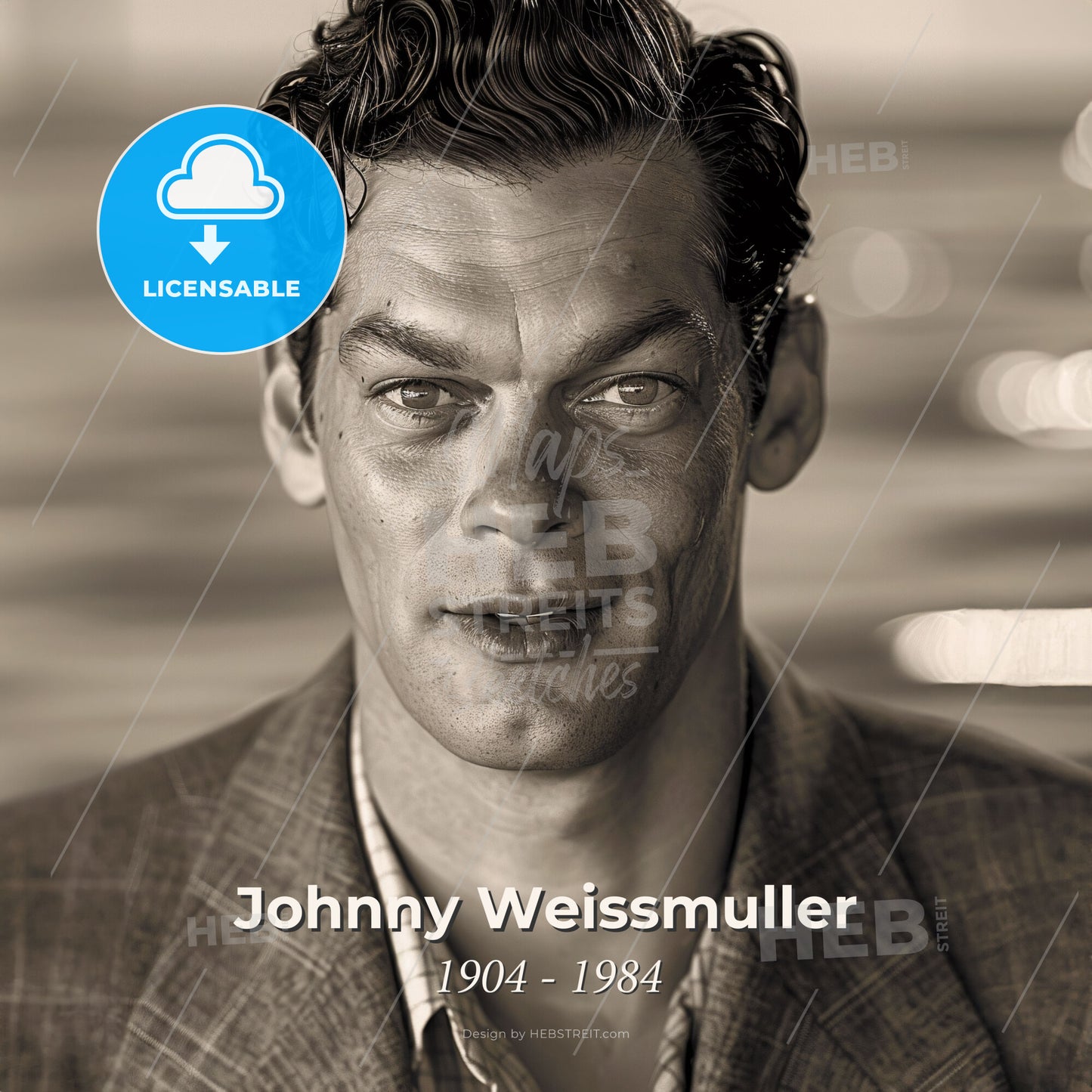 Johnny Weissmuller, 1904 - 1984, American swimmer and actor - A Man In A Suit Print Template