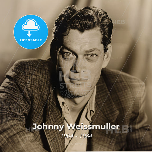 Johnny Weissmuller, 1904 - 1984, American swimmer and actor - A Man In A Suit Print Template