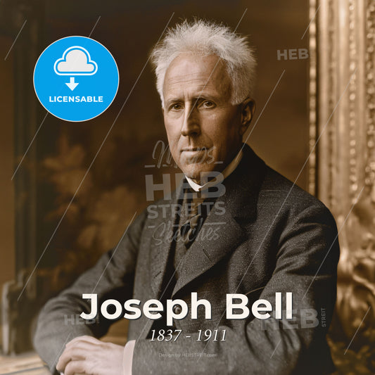 Joseph Bell, 1837 - 1911, Scottish surgeon - A Man With White Hair Sitting In Front Of A Mirror Print Template