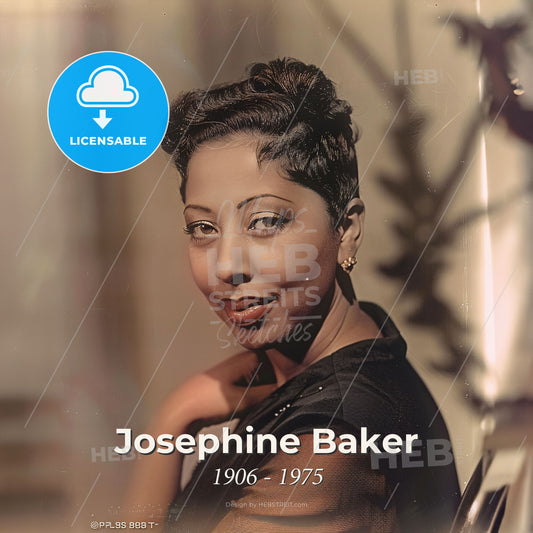 Josephine Baker, 1906 - 1975, American-French entertainer - A Woman Smiling With Her Hand On Her Shoulder Print Template