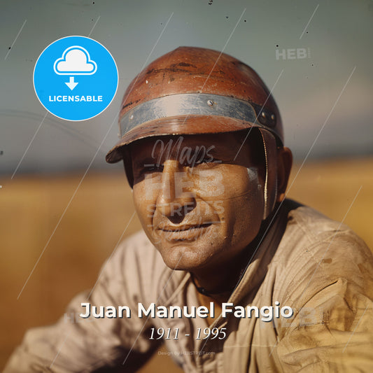 Juan Manuel Fangio, 1911 - 1995, Argentine racing driver - A Man Wearing A Helmet Print Template