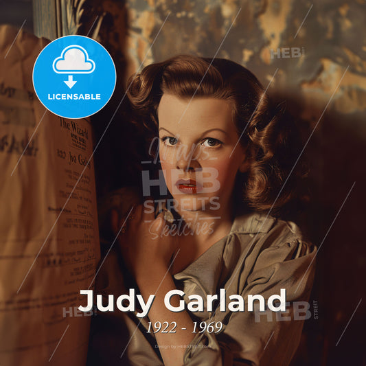 Judy Garland, 1922 - 1969, American actress and singer - A Woman Leaning Against A Wall Print Template