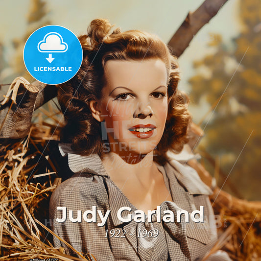 Judy Garland, 1922 - 1969, American actress and singer - A Woman Sitting In A Pile Of Hay Print Template