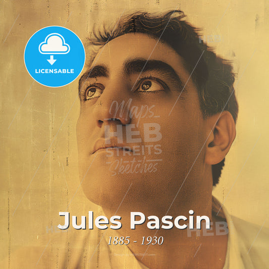 Jules Pascin, 1885 - 1930, Bulgarian-French painter - A Man Looking Up To The Sky Print Template