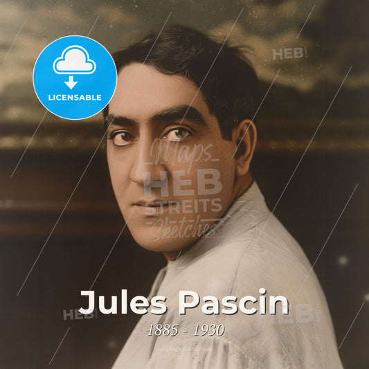 Jules Pascin, 1885 - 1930, Bulgarian-French painter - A Man In A White Shirt Print Template