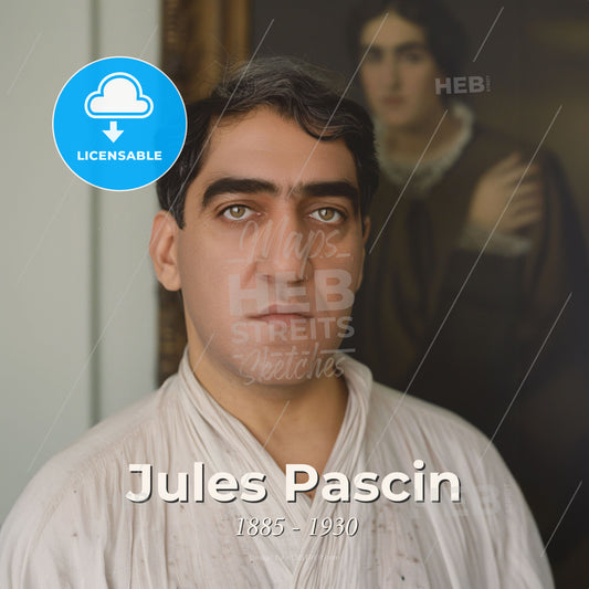 Jules Pascin, 1885 - 1930, Bulgarian-French painter - A Man In A Robe Print Template