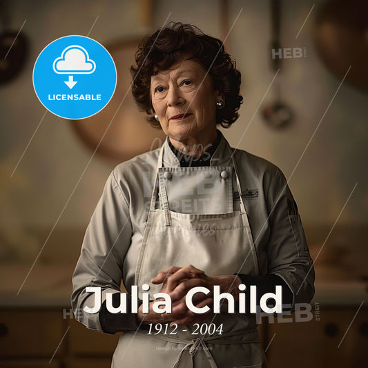 Julia Child, 1912 - 2004, American chef - A Woman In A Kitchen Print Template