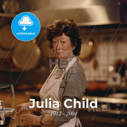 Julia Child, 1912 - 2004, American chef - A Woman In A Kitchen Print Template