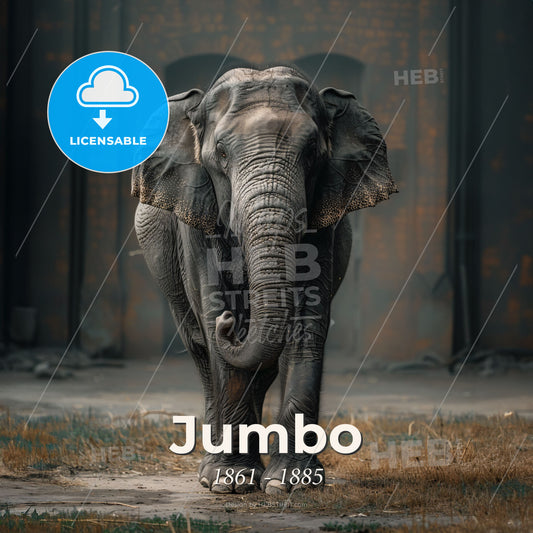 Jumbo, 1861 - 1885, African elephant - An Elephant Standing In Front Of A Building Print Template