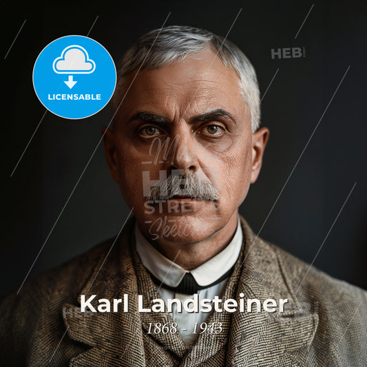 Karl Landsteiner, 1868 - 1943, Austrian immunologist - A Man With A Mustache Print Template