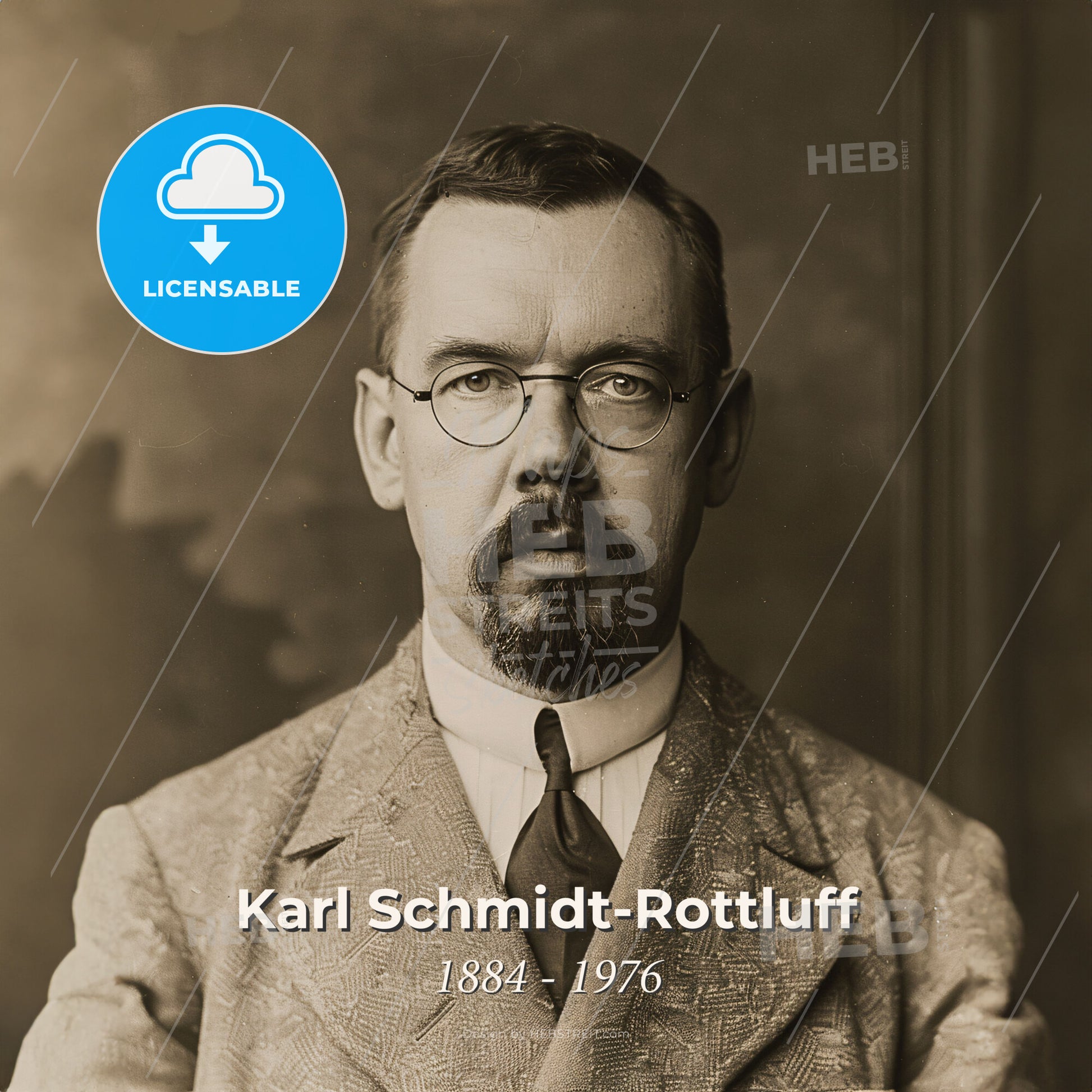 Karl Schmidt-Rottluff, 1884 - 1976, German painter and printmaker - A Man In A Suit And Tie Print Template