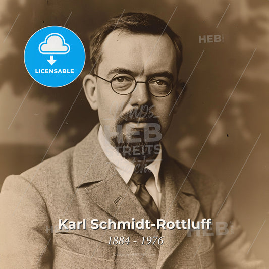 Karl Schmidt-Rottluff, 1884 - 1976, German painter and printmaker - A Man Wearing Glasses And A Suit Print Template