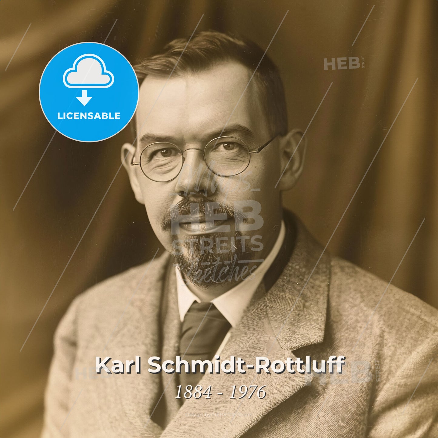 Karl Schmidt-Rottluff, 1884 - 1976, German painter and printmaker - A Man In A Suit And Tie Print Template