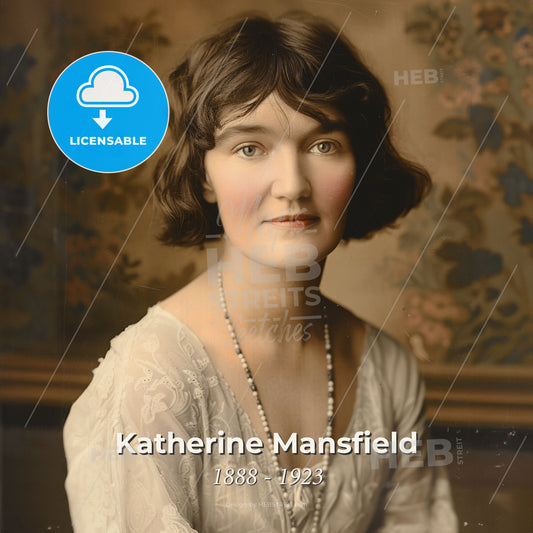 Katherine Mansfield, 1888 - 1923, New Zealand writer - A Woman In A White Dress Print Template