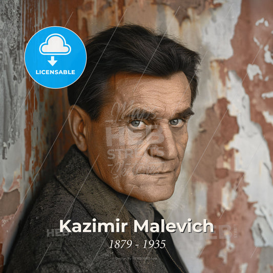 Kazimir Malevich, 1879 - 1935, Russian avant-garde painter - A Man Leaning Against A Wall Print Template