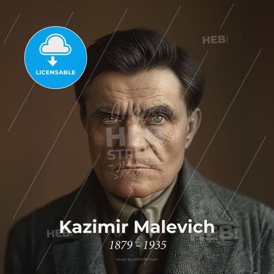 Kazimir Malevich, 1879 - 1935, Russian avant-garde painter - A Man In A Suit Print Template