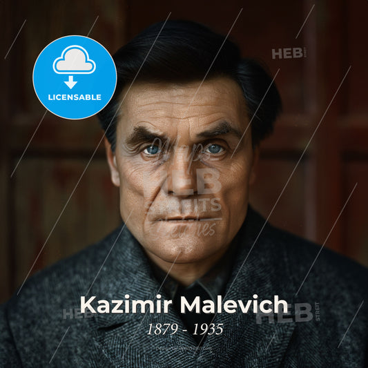 Kazimir Malevich, 1879 - 1935, Russian avant-garde painter - A Man With Blue Eyes Print Template