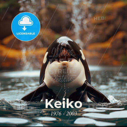 Keiko, 1976 - 2003, Orca - A Whale In The Water Print Template
