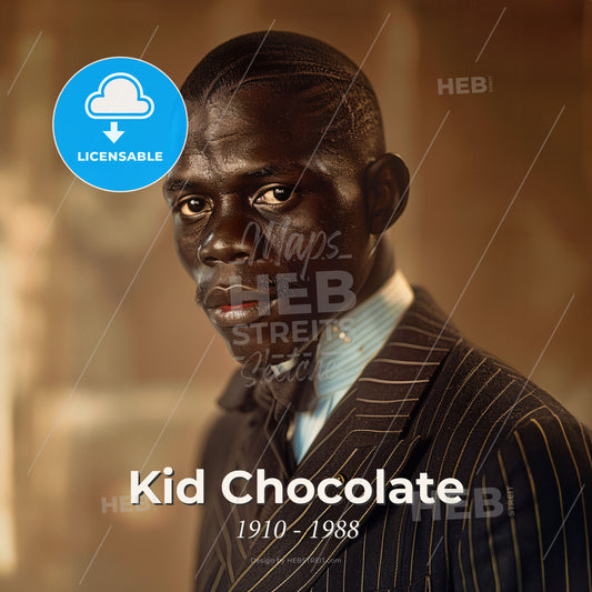 Kid Chocolate, 1910 - 1988, Cuban featherweight and lightweight boxer - A Man In A Suit Print Template