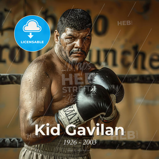 Kid Gavilan, 1926 - 2003, Cuban welterweight boxer - A Man Wearing Boxing Gloves Print Template