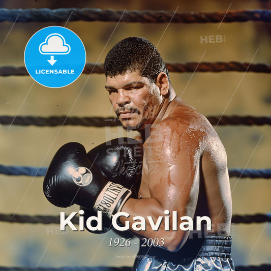 Kid Gavilan, 1926 - 2003, Cuban welterweight boxer - A Man Wearing Boxing Gloves Print Template