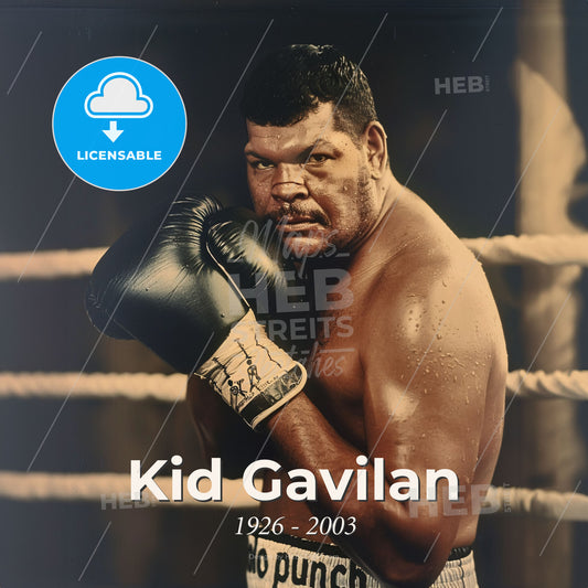 Kid Gavilan, 1926 - 2003, Cuban welterweight boxer - A Man Wearing Boxing Gloves Print Template