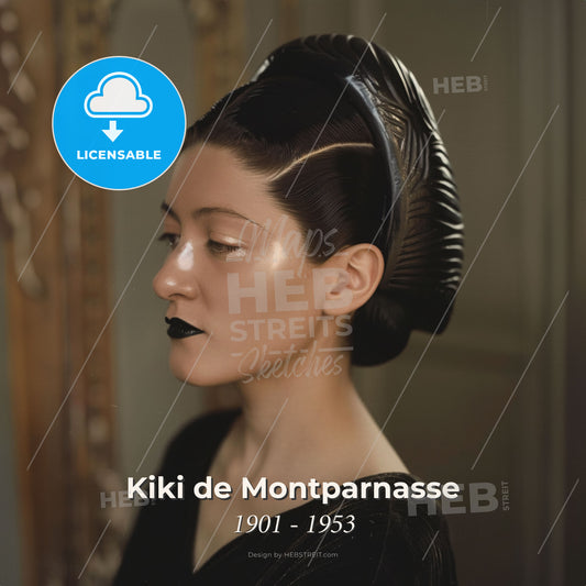 Kiki de Montparnasse, 1901 - 1953, French artist's model and singer - A Woman With Black Lipstick And Black Hair Print Template