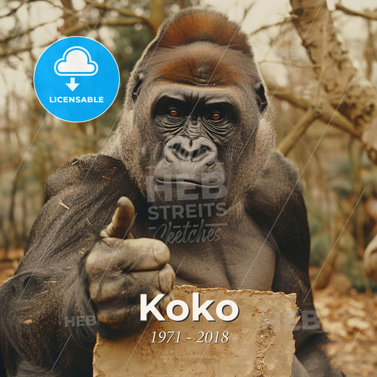 Koko, 1971 - 2018, Western Lowland Gorilla - A Gorilla Holding A Piece Of Paper Print Template