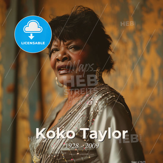 Koko Taylor, 1928 - 2009, American blues singer - A Woman In A Silver Dress Print Template