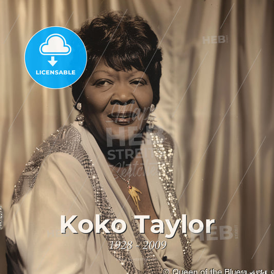 Koko Taylor, 1928 - 2009, American blues singer - A Woman Smiling For The Camera Print Template