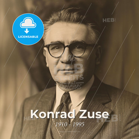 Konrad Zuse, 1910 - 1995, German engineer and computer pioneer - A Man In A Suit And Tie Print Template