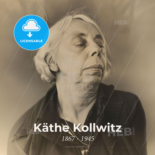 Käthe Kollwitz, 1867 - 1945, German artist - A Woman With White Hair Print Template