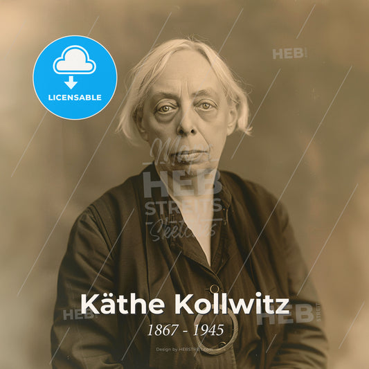 Käthe Kollwitz, 1867 - 1945, German artist - A Woman With White Hair Print Template