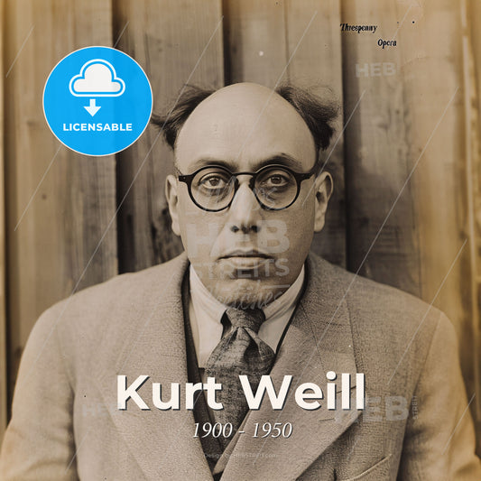 Kurt Weill, 1900 - 1950, German composer - A Man In A Suit And Tie Print Template