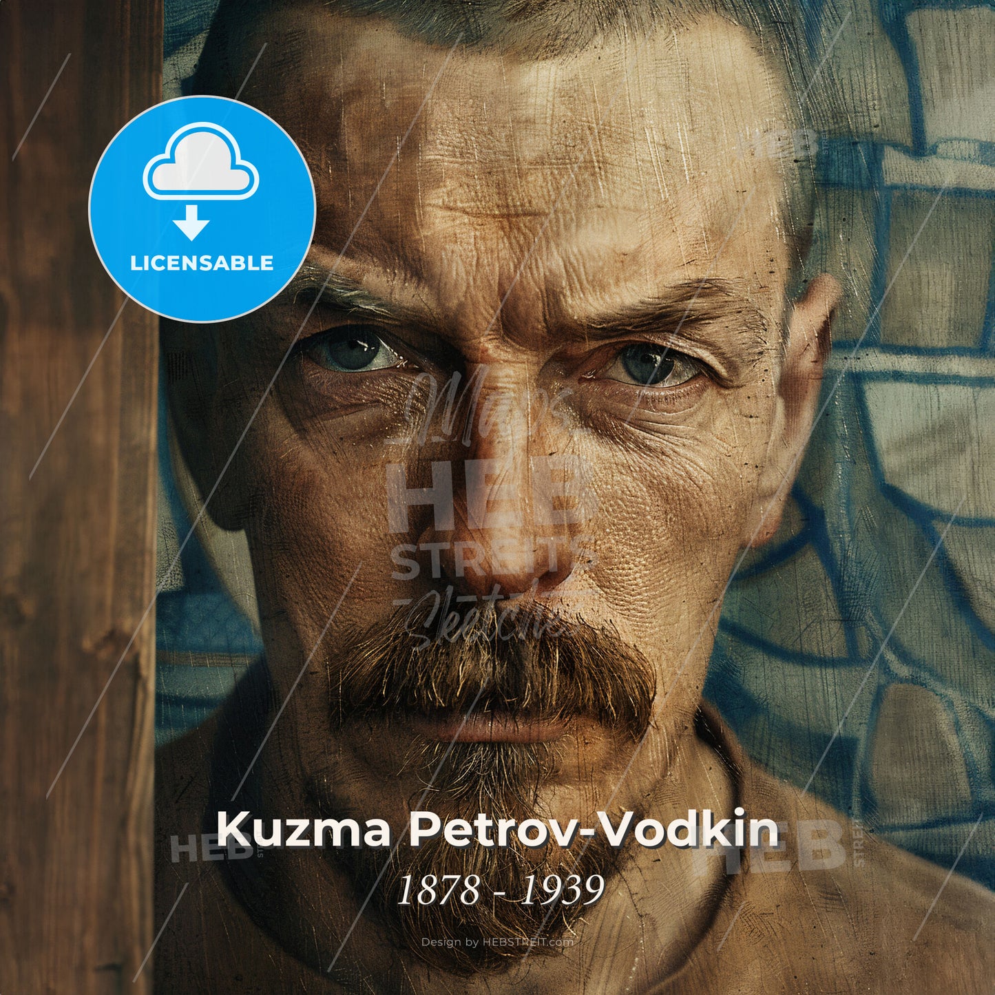 Kuzma Petrov-Vodkin, 1878 - 1939, Russian painter and writer - A Man With A Mustache And Beard Print Template