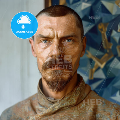 Kuzma Petrov-Vodkin, 1878 - 1939, Russian painter and writer - A Man With A Beard And Mustache